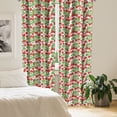 thumbnail image 2 of Ambesonne Floral Curtains, Strawberries Summertime, Pair of 28"x95", Vermilion Green Pink, 2 of 5