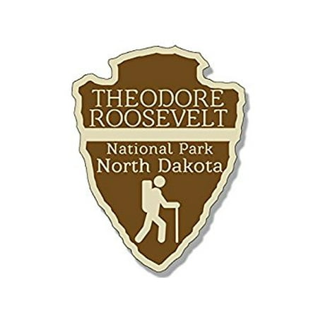 Arrowhead Shaped THEODORE ROOSEVELT National Park Sticker Decal (rv camp hike nd) 3 x 4