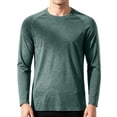thumbnail image 4 of ZVAVZ Solid Long Sleeve T-Shirts for Men Ice Silk Crew Neck Athletic Tee Shirts Quick Dry Running Workout Tees Lightweight Stretchy Fitness Tops Green M, 4 of 4
