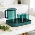 thumbnail image 4 of Green Plastic Pitcher and Cup Set with Tray, Large Capacity Cold Brew Jug for Iced Tea and Lemonade, Dishwasher Safe Drinkware Set for Home Office and Party, Modern Beverage Server with Glasses, 4 of 6