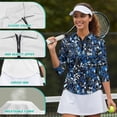 thumbnail image 6 of Uorisanigo Blue Camo Forest Women's 3/4 Sleeve Golf Top Size L Comfortable Fashion Quick Dry Athletic Polo Shirts with Zip Up Collar Versatile Tennis Tops Soft Breathable for Women, 6 of 7