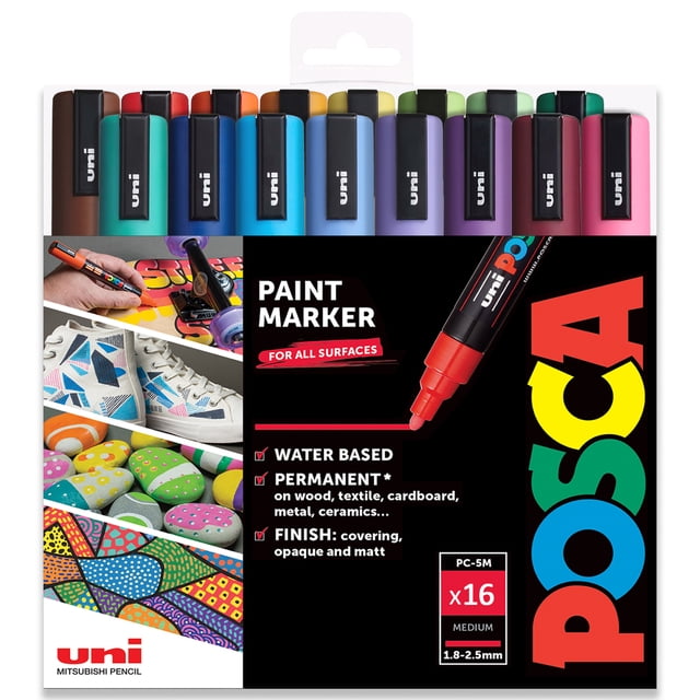 POSCA Colouring - PC-5M Full Spectrum Set of 16 - In 2 Gift Boxes