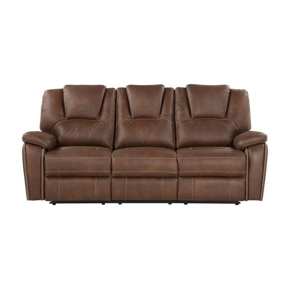 Steve Silver Katrine Faux Leather Reclining Sofa, Chestnut Brown