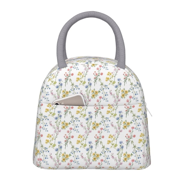 Balery Floral Bolsa de Almuerzo para Mujeres, Caja de Almuerzo, Bolsa de Almuerzo Pequeña Impermeable, Tote de Almuerzo Reutilizable con Gran Capacidad