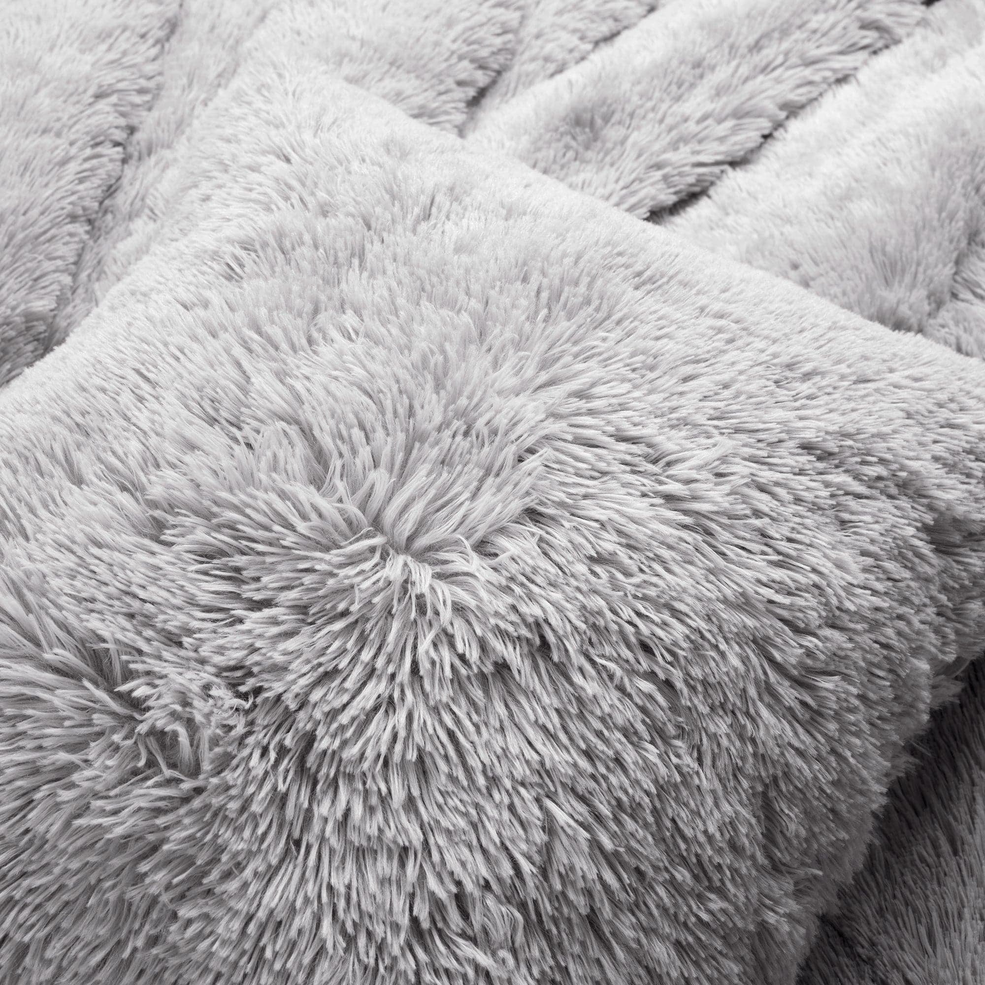 Lush Decor Emma Faux Fur Duvet Cover - Light Gray - Full/Queen