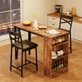 thumbnail image 5 of Dining Table Set for 2, Kitchen Table Set for 2, Expandable Kitchen Bar Table and Chairs with 2 Upholstered Chairs and 3 Storage Shelves for Apartment Small Space, Rustic Brown, 5 of 9