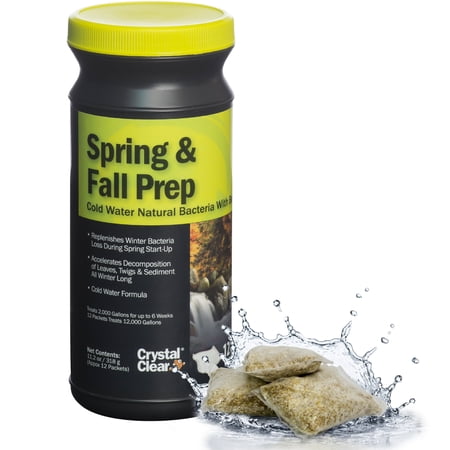 CrystalClear Spring & Fall Prep Cold Water Beneficial Pond Microbes with Barley 12 Packets
