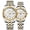 A White, variant on Swiss Brand Two Tone Watch Men Women Gold Silver Stainless Steel Waterproof Couple Watches