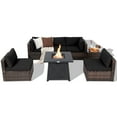 thumbnail image 2 of Costway 7PCS Patio Rattan Furniture Set Fire Pit Table Cover Cushion Black, 2 of 8