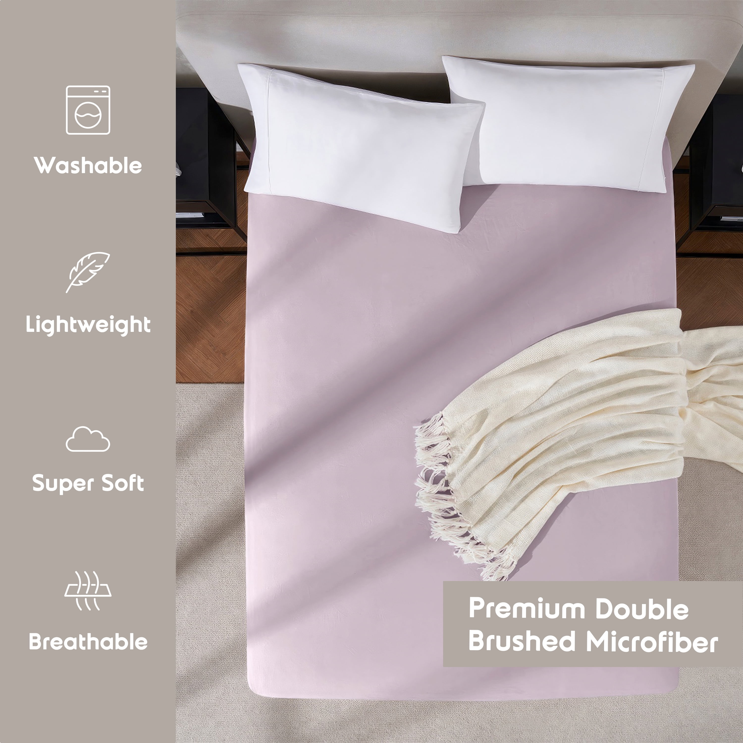 Lammaloe 6 Pack Extra Deep Pocket King Fitted Sheet Only, Fits 18" to 24" Mattress, Soft Microfiber Fitted Bed Sheet, Grayish Purple