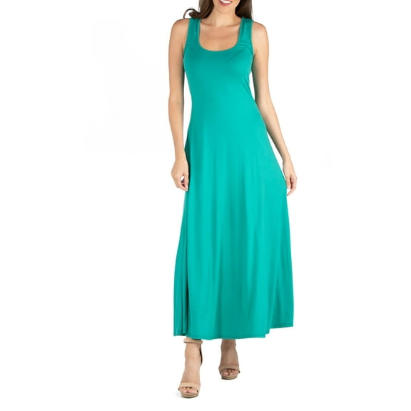Slim Fit A-Line Sleeveless Maxi Dress Olive S