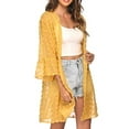 thumbnail image 2 of Long Sleeve T Shirt Women Dot Chiffon 3/4 Sleeve Beach Cover Up Sheer Trendy Tops, 2 of 9