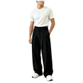 thumbnail image 2 of HBDesign Mens Linen Wide Leg Pants Casual Pleated Summer Breathable Loose Daily Trousers, 2 of 6