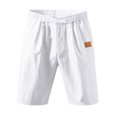 thumbnail image 2 of Men's Shorts Cargo Big And Tall Fashion Summer Linen Solid Color Elastic Waist Drawstring Pocket Shorts, 2 of 9