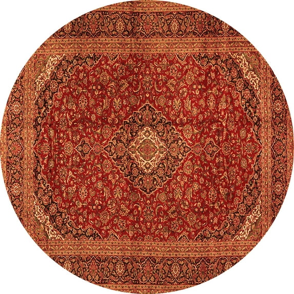 Ahgly Company Indoor Round Medallion Orange Traditional Area Rugs, 8' Round