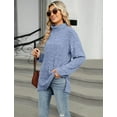 thumbnail image 5 of OBEEII Womens Tops Knitted Sweater Soft Turtleneck Pullover Sweater Oversized Chunky Ribbed Jumper Fall Winter Clothes, Blue Size S-XXL, 5 of 9