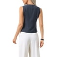 thumbnail image 3 of INSPIRE CHIC Striped Vest for Women V Neck  Button Down Sleeveless Casual Waistcoat XS Navy Blue, 3 of 5