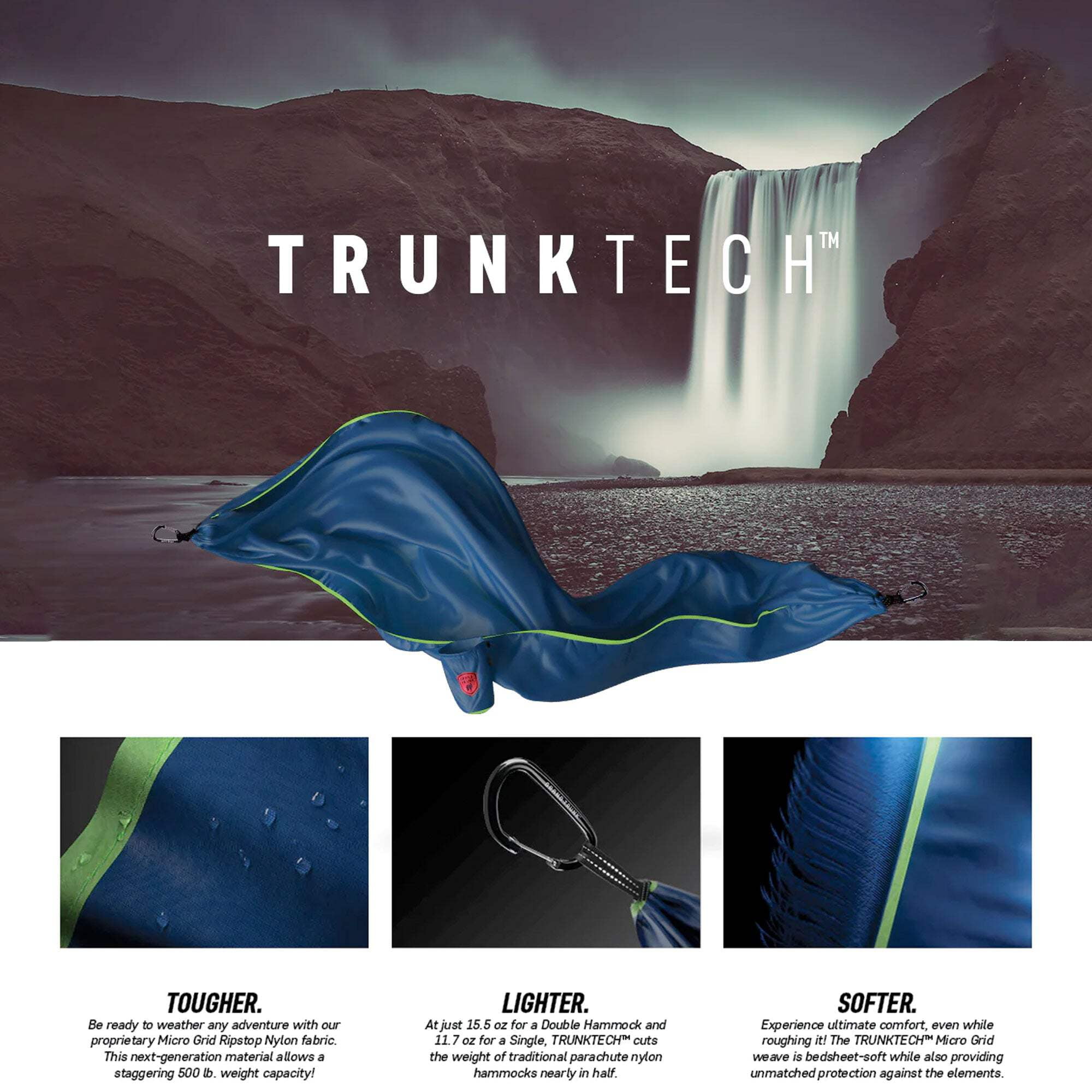 Grand Trunk TrunkTech Single Camping Hammock Lightweight Ripstop Nylon with Integrated Stuff Sack for Backpacking Hiking and Travel