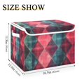 thumbnail image 5 of Yayeee Collapsible Storage Bin with Lid Fabric Closet Decorative Basket with Handles, Vibrant Green Tartan Pattern, 5 of 7