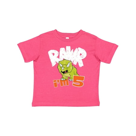 

Inktastic RAWR I m 5! Baby Triceratops Gift Toddler Boy or Toddler Girl T-Shirt