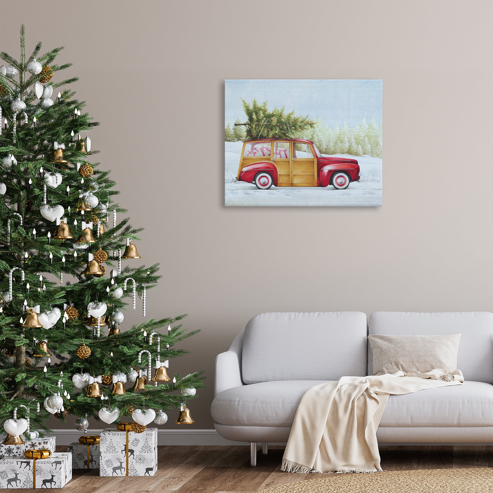 Stupell Industries Holiday Fun Filled Car Holiday Painting Gallery Wrapped Canvas Art Prints Wall Art, 40 x 30