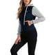 thumbnail image 4 of CHAQUETA DE DENIM LAVADA PARA MUJERES INSPIRE CHIC CON MANGAS EN CONTRASTE Y CAPUCHA AJUSTABLE, CIERRE DE BOTONES, ROPA EXTERIOR M AZUL PROFUNDO, 4 of 6
