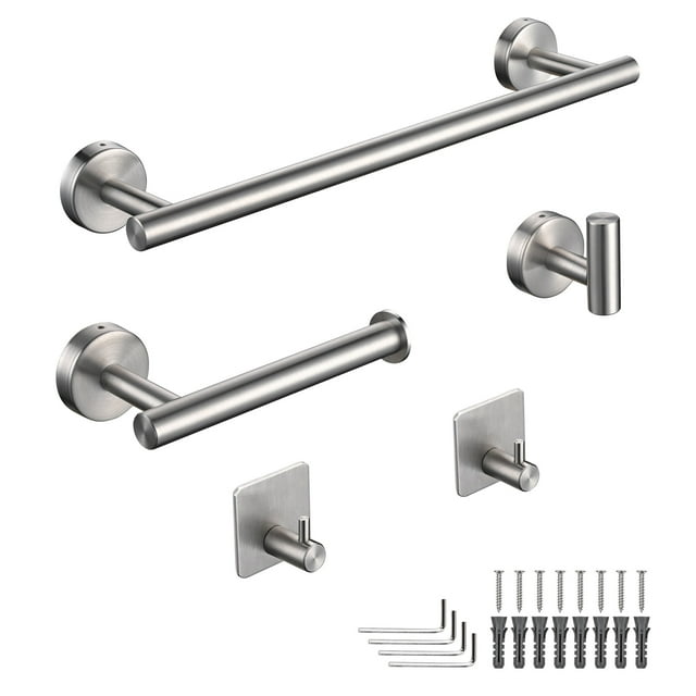 Aquaterior 5-Piece Bathroom Hardware Set Wall Mount Towel Bar Toilet Paper Holder Robe Hook