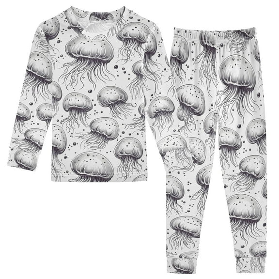 joogoo Jellyfish 2 Piece Long Sleeve Tee and Pants Cotton Pajama Set 5Y