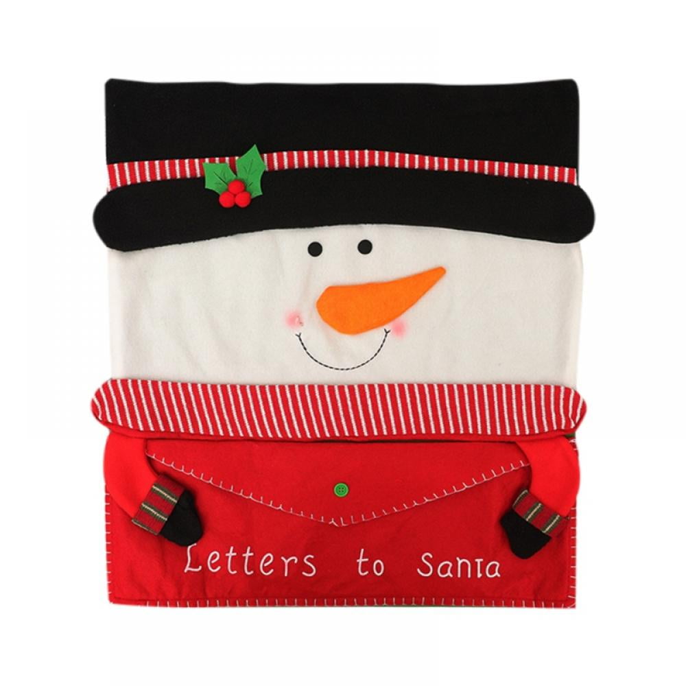 Christmas Chair Back Cover for Dining Room, Santa Claus Snowman