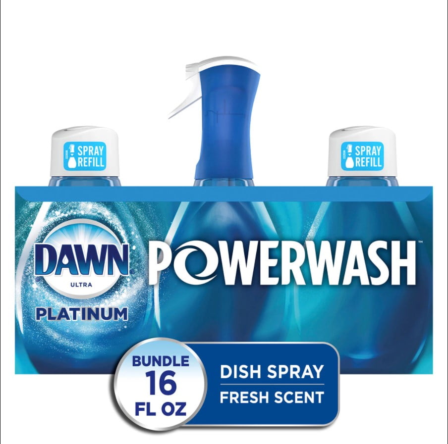 Dawn Spray Dish Soap, Fresh Scent, 16 Ounce, 1 Spray and 2 Refills