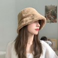 thumbnail image 5 of Winter Faux Fur Furry Bucket Hat Fluffy Fuzzy Warm Hat Plush Fisherman Hat for Women Teens Girls, 5 of 7