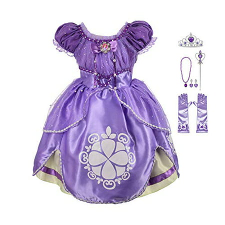 Lito Angels Girls' Princess Sofia The First Dress Up Costume Cosplay Fancy Party Dress Outfit with Accessories Size 4T