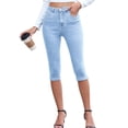 thumbnail image 3 of Women Jeans Trendy High Waisted Slim Fit Stretch Denim Jeans Light Blue S, 3 of 9