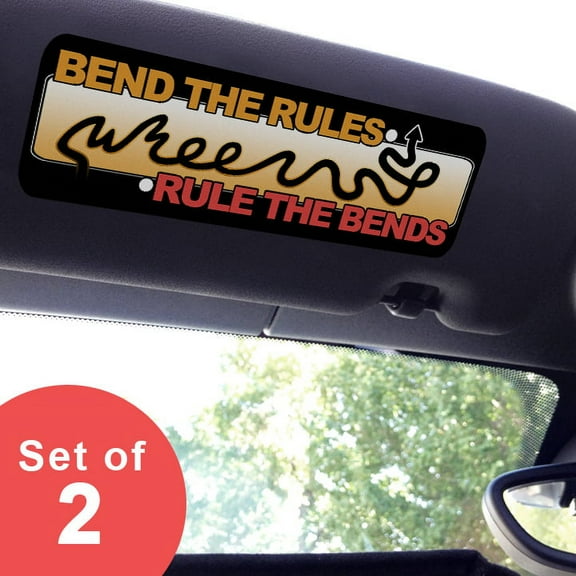 Large - Bend the Rules Rule the Bends - Visor Sticker Set for MINI Cooper