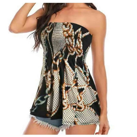 

PEZHADA Women s Summer Fashion Design Sense Printed Elastic Sleeveless Bra Top