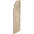 thumbnail image 3 of Ekena Millwork 15"W x 72"H (57" Low Side) Timberthane Rough Cedar Two Equal Louver w/Quarter Round Arch Top Faux Wood Shutters (Per Pair), Primed Tan, 3 of 6