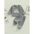 thumbnail image 2 of Newborn Baby 2Pcs Clothes  Set Letter/Rainbow Pattern Long Sleeve Crew Neck Pullover  Long Pants Set, 2 of 9