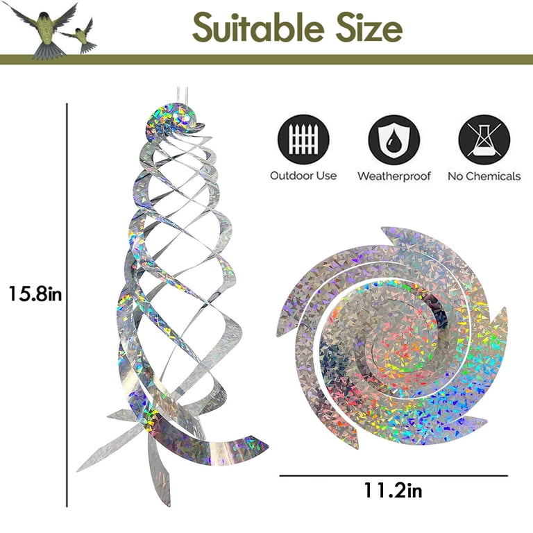 IC ICLOVER Bird Scare Reflector Spirals, 6-Pack 15.8 Inch photo 2