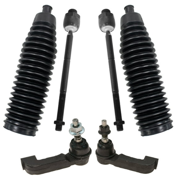 TRQ Front Inner & Outer Tie Rods with Steering Rack Bellows Boots for Liberty PSA32082