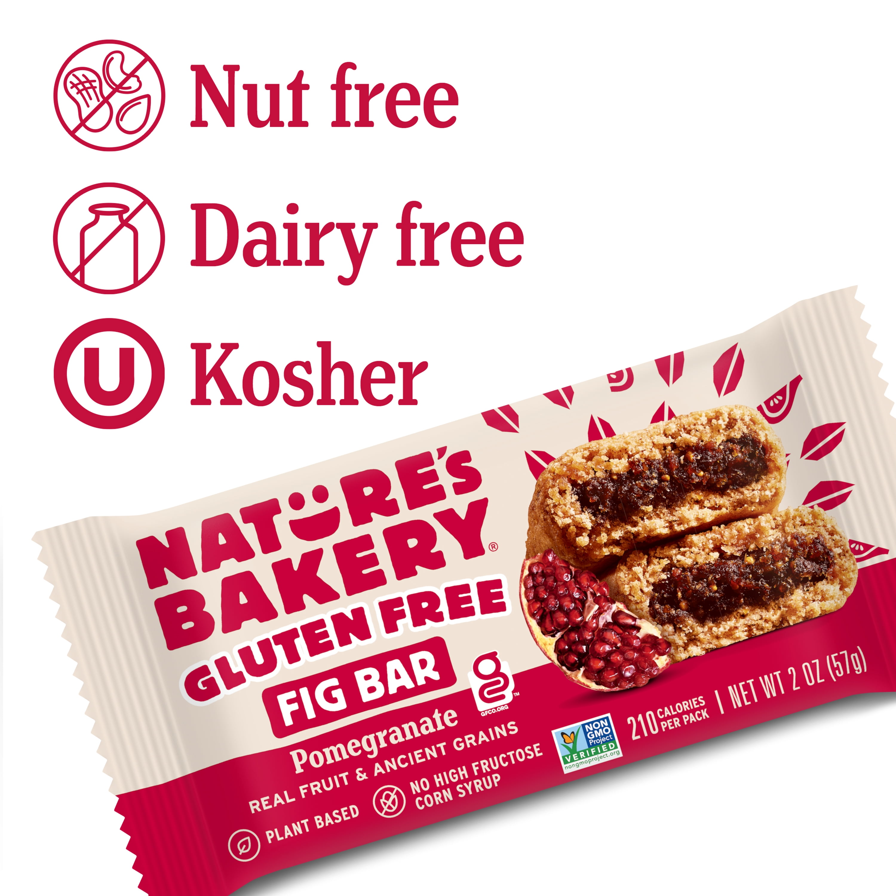 (3 pack) Nature's Bakery Gluten Free Pomegranate Fig Bars, 6 Twin packs, 2 oz Each