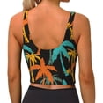 thumbnail image 3 of Vsdgher Palm Trees Print Women Sleeveless Athletic Tank Top Built-in Bra Camisole Sports Vest for Yoga Running Fitness Exercise with Removable Pads, 3 of 8