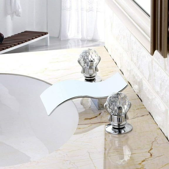 Juno Crystal Handles Chrome Waterfall Bathtub Faucet
