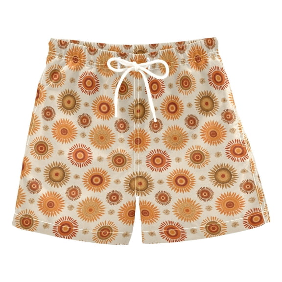 Kids' Beach Pants Comfortable Swim Trunks Repeating Sun Pattern Shorts for Pool Vacation and Lounge Wear 2T