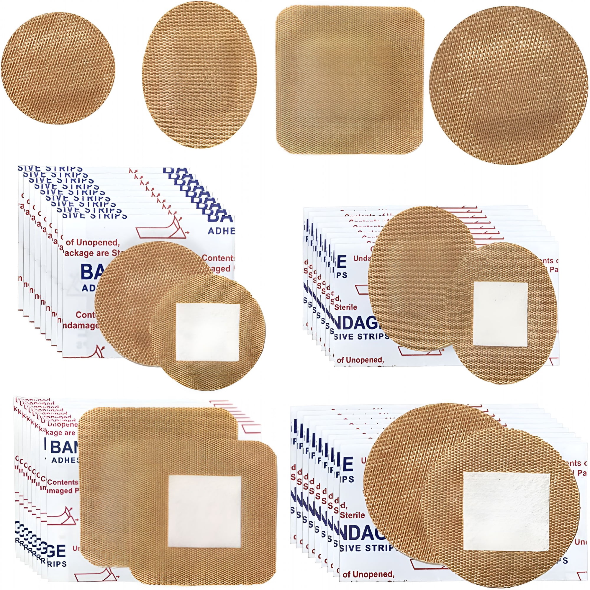 CCOCC 120 Pieces Breathable Fabric Small Bandages, Round, Oval, and Square Flexible Adhesive Strips for Face and Small Wounds Protection Care