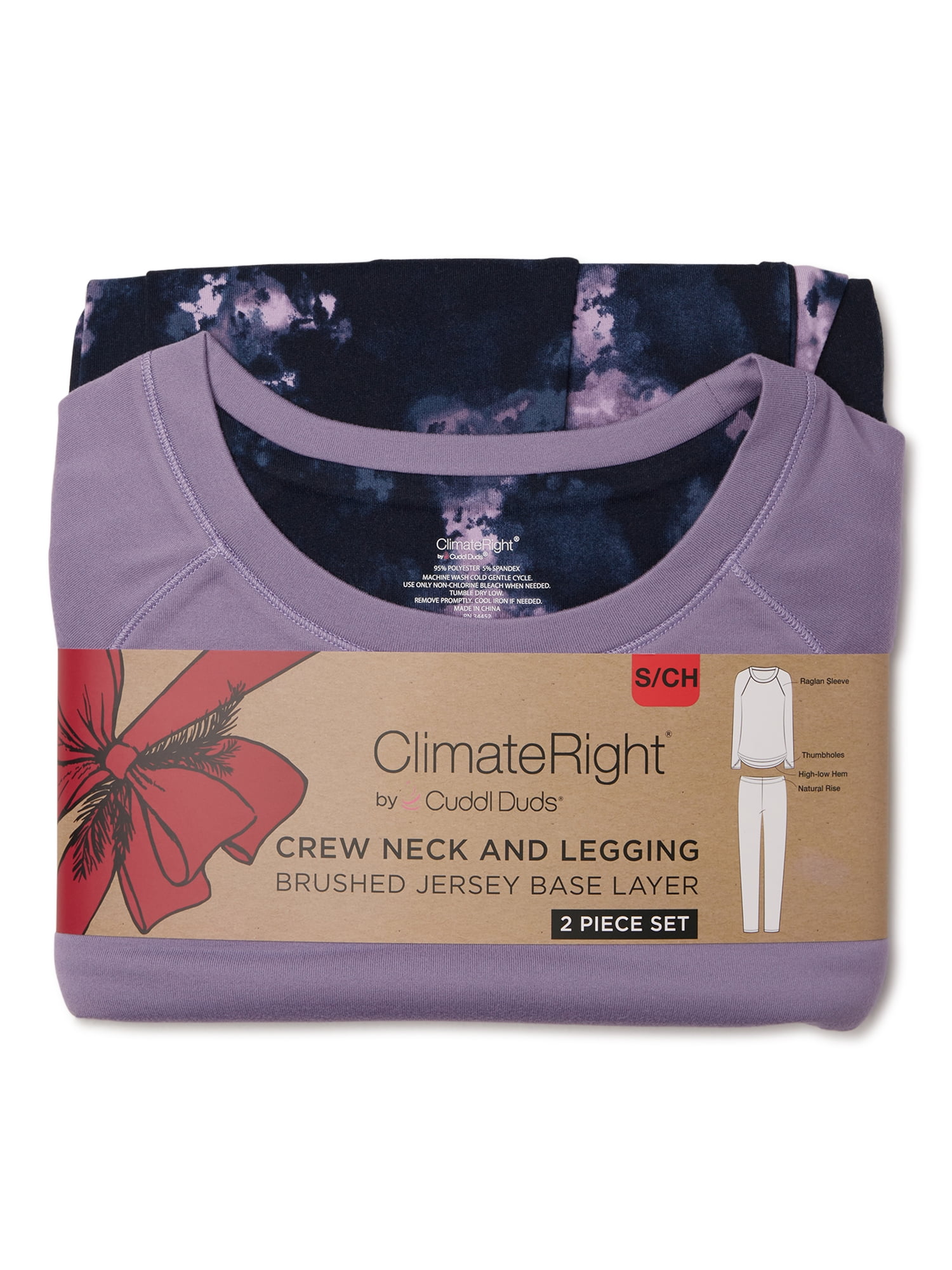 ClimateRight by Cuddl Duds Women's Brushed Comfort Long Underwear Top and Thermal Leggings, 2-Piece Set