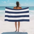 thumbnail image 2 of Coastal Nautical Striped Beach Towels Blanket Soft&Absorbent Quick Dry Microfiber Navy Blue White Pool Towels for Swimming ,Yoga, Sports, Gym, Camping,Large 35X70in,, 2 of 8
