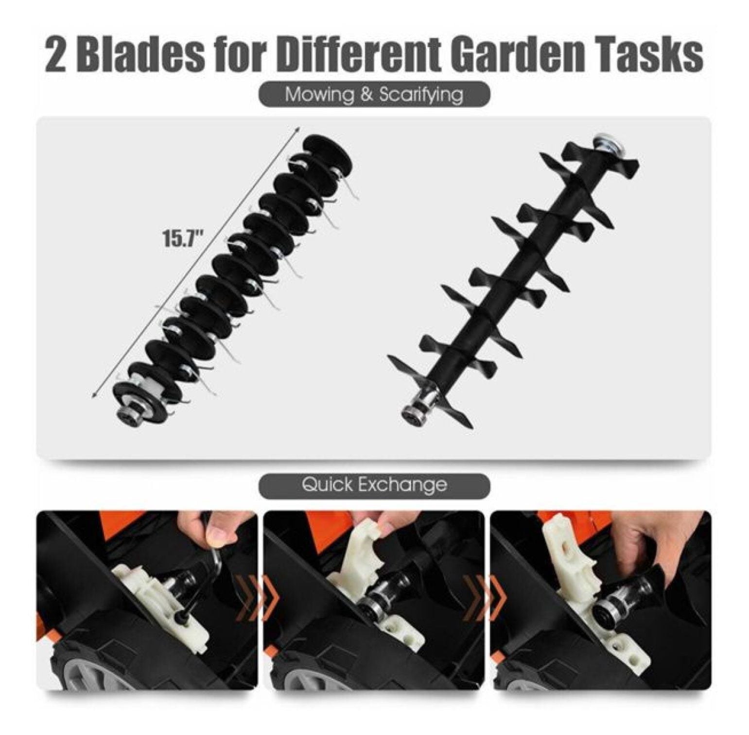 15" Electric Lawn Dethatcher w/ 50L Collection Bag Orange