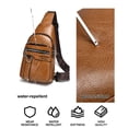 thumbnail image 4 of Spencer Crossbody Bag Sling Bag for Men Waterproof PU Shoulder Bag Casual Travel Crossbody Purse Hiking Chest Bag Daypack, Brown, 4 of 10