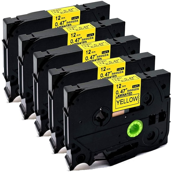 5PK Great Quality Compatible for Brother P-Touch Laminated Tze Tz Label Tape Cartridge 12mmx8m (TZe-631 Black