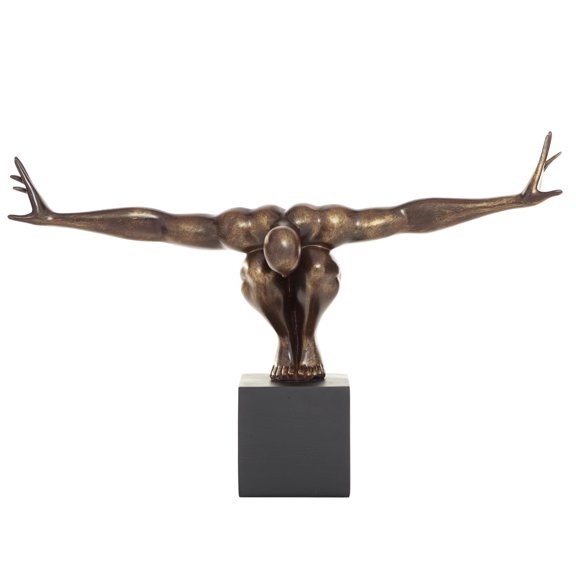 4" x 11" Bronze Polystone Diver Sculpture with Black Base, by DecMode